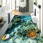 Пользовательские 3D Пол обои Пластик коралловый морская черепаха Современная Фреска Картины ПВХ самоклеющаяся Водонепроницаемый Ванная комната пол обои