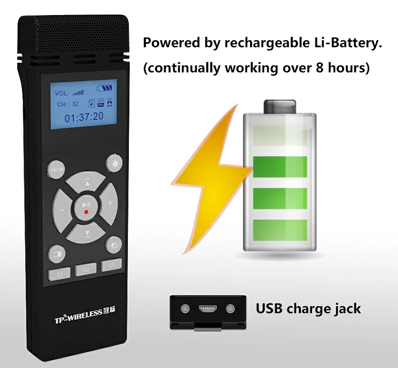 TP-WIRELESS 2.4GHz Wireless Portable Microphone and Receiver System Audio Transmission for Lecturer Conference Classroom | Электроника