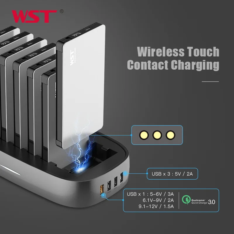 Портативное зарядное устройство WST 8 шт. 8000 мАч со встроенными кабелями для
