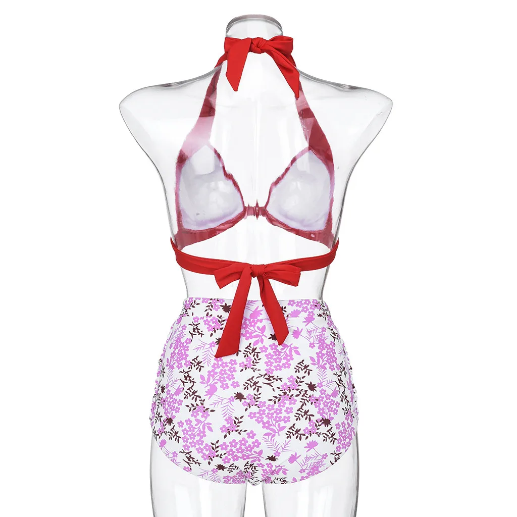Женский купальник с высокой талией maillot de bain femme комплект бикини цветочным