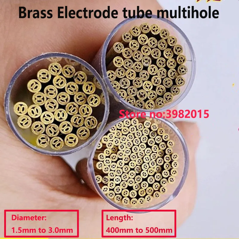 Tubo de electrodo de latón de perforación, multiagujero, 4 agujeros, diámetro de 1,5mm, 3,0mm, longitud de 400mm, para máquina perforadora de cuña
