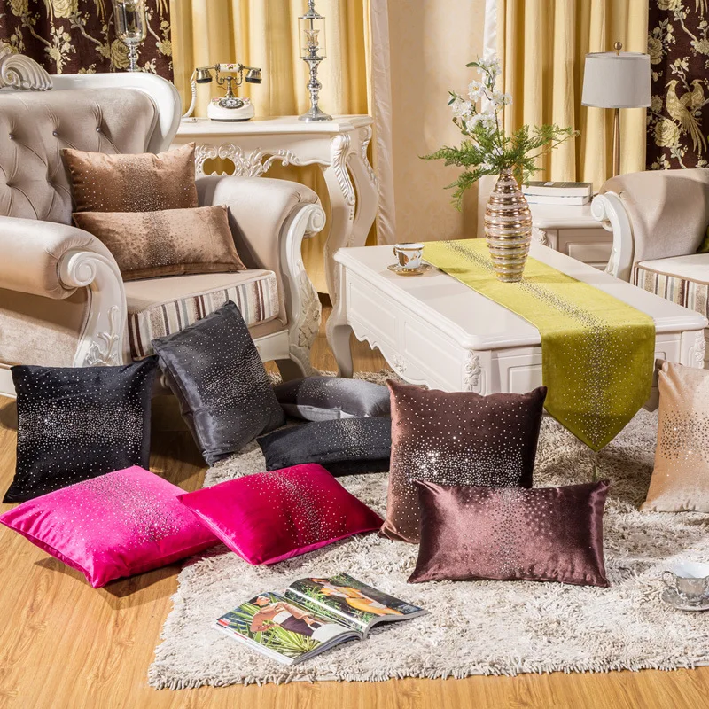 

Top Quality Luxury Thick Velvet Color Drilling Cushion Cover Home Decor For Sofa Car Chair 45x45 Pillowcase Custom Throw Pillow