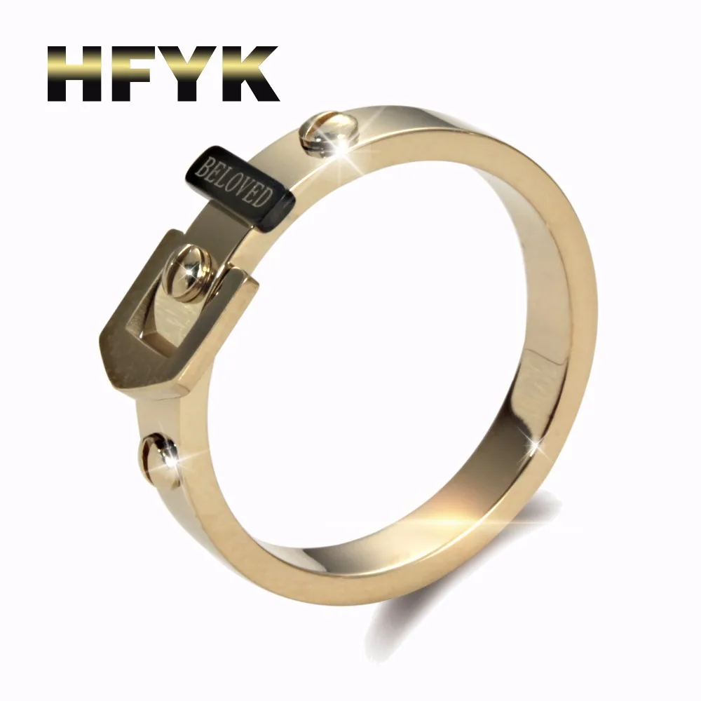 Brand fashion BELOVE black sheet Rivet nails belt buckle ring. Men's and Women's Style Titanium Steel anel couple rings jewelry |