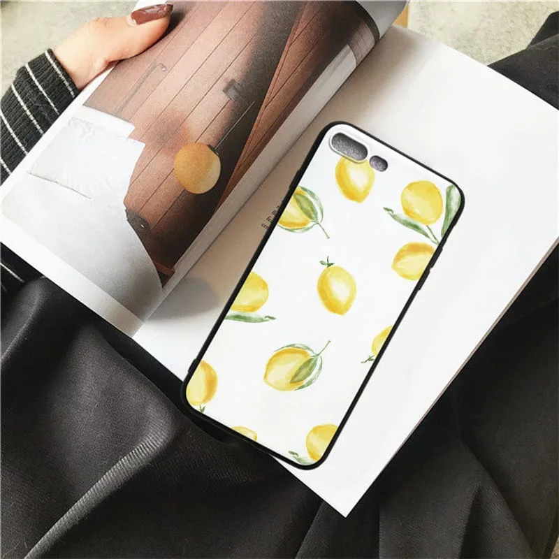 

HOUSTMUST Fruits Lemon Black Soft Phone Case Cover For iPhone 6 6s 7 8 X 5 5S SE 6plus 7plus 8plus XR XS max phone case