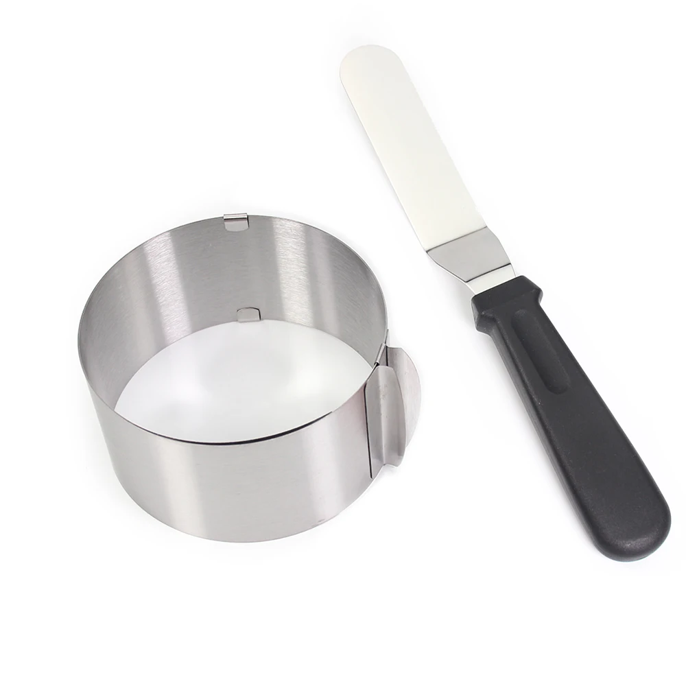 Stainless Steel Cake Mousse Mold and Spatula Adjustable Round Decoration Bakeware Ring DIY Pastry Gadgets set of 2|Принадлежности