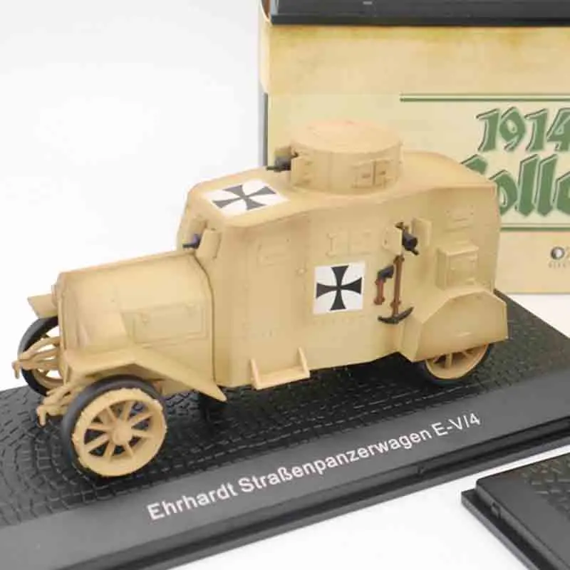 1/43 Ehrhardt E-V/4 Первая мировая война немецкие бронированные машинки, игрушка из сплава, литая под давлением Коллекционная модель автомобиля, игрушечные машинки для детей