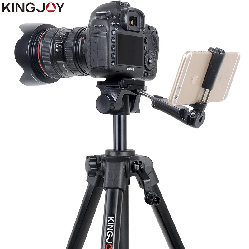 Kingjoy VT-930 Camera Tripod Stand Profesional Aluminum Alloy With Rocker Arm For All Models Flexible Portable Stativ Holder