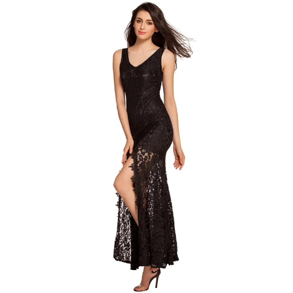 Angel Fashion robe de noiva спагетти/Европа и новый черный V воротник молния Русалка вечернее