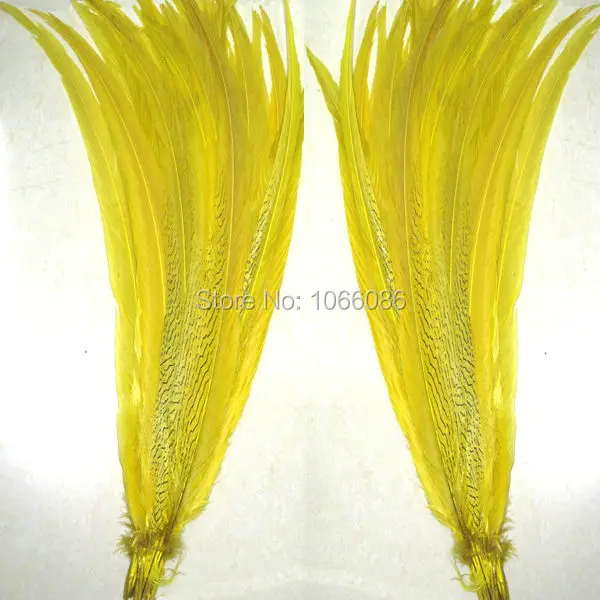 

EMS Free Shipping 50pcs Silver pheasant Feathers 60-65 24-26inch Yellow pheasant silver Feathers DIY Feathers Cloth accessory