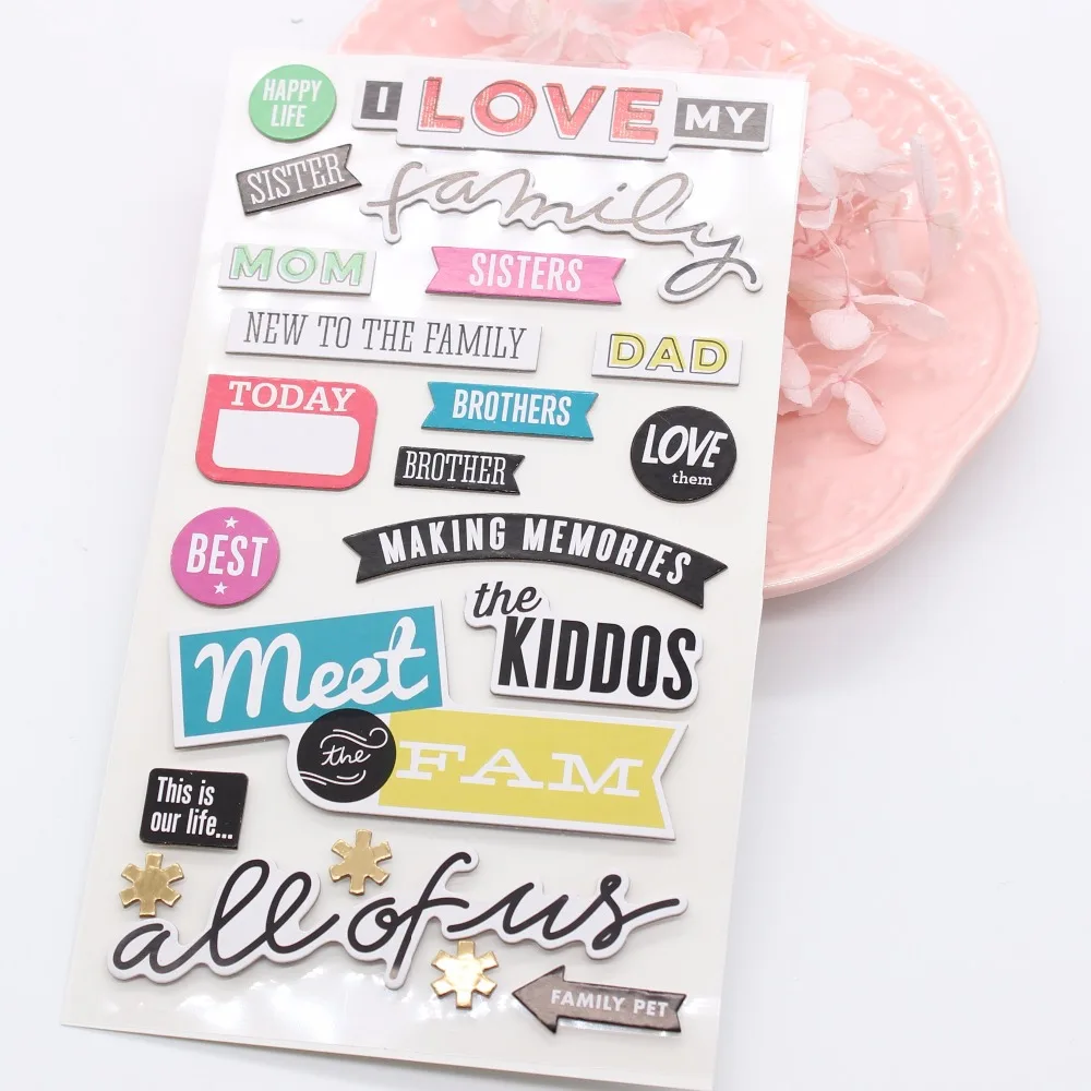 

KSCRAFT Our Family 3D Die Cut Self-adhesive Stickers for Scrapbooking Happy Planner/Card Making/Journaling Project