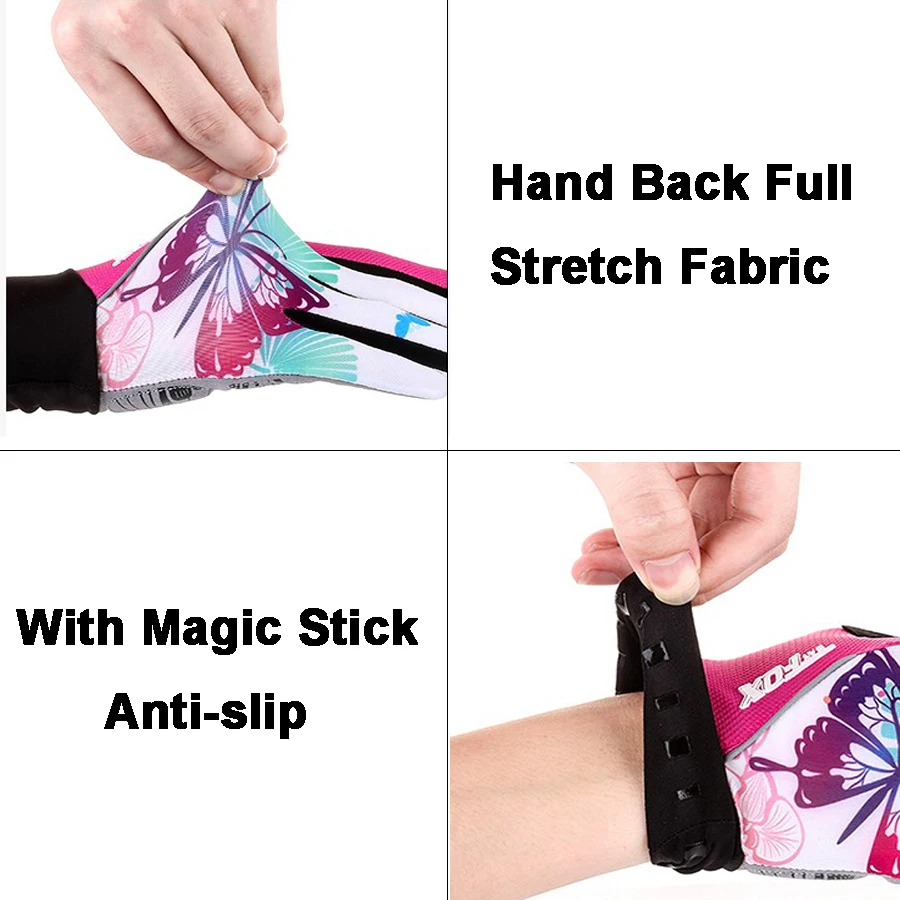 BATFOX cycling gloves full finger woman Bicycle gloves pink summer Anti-slip Breathable MTB bike touch screen gloves women