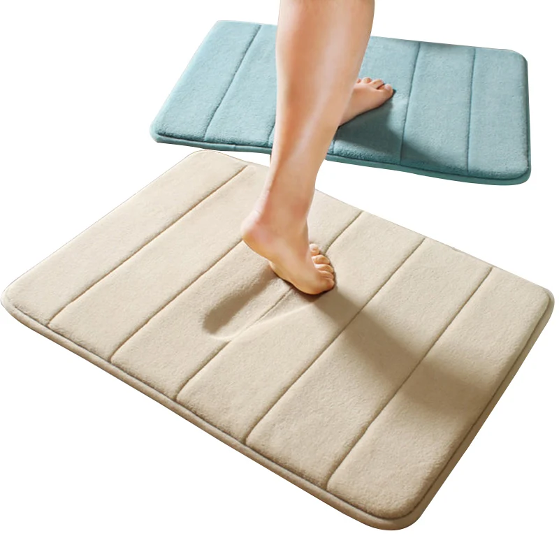 

50x80cm Bath Mat Bathroom Carpet Water Absorption Rug Shaggy Memory Foam Kitchen Bedroom Door Floor Anti-slip Toilet Sponge