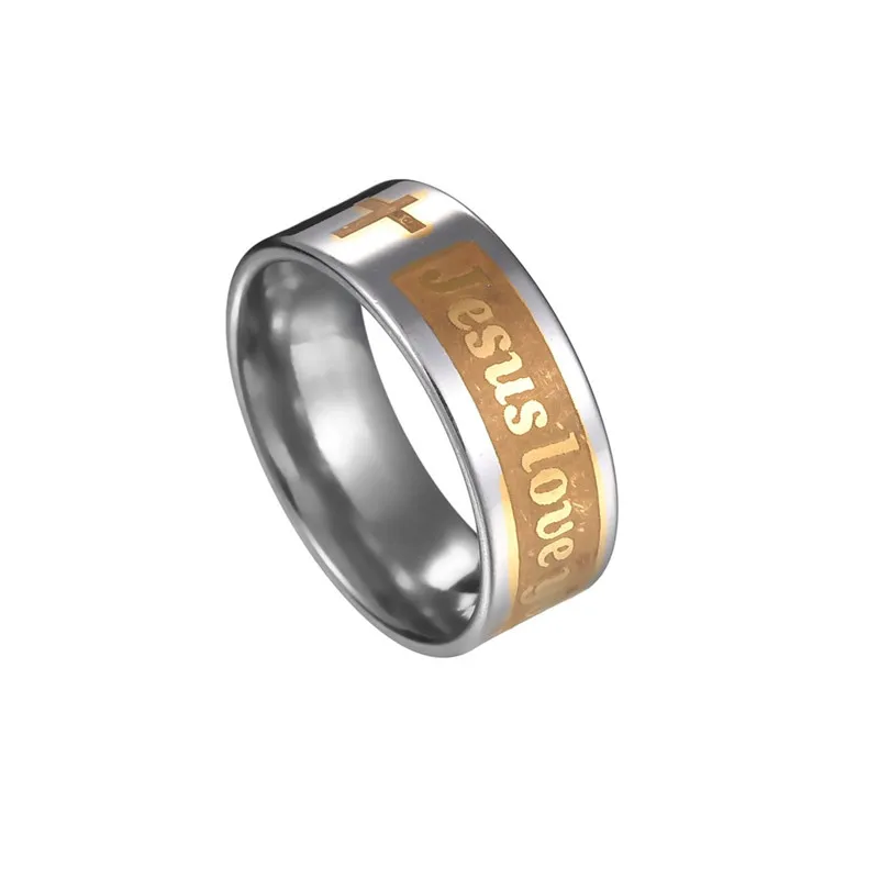 2018 Fashion Creative Christian Jesus Cross love you Rings Stainless Steel Cool Men Ring Wedding Engagement Jewelry | Украшения и