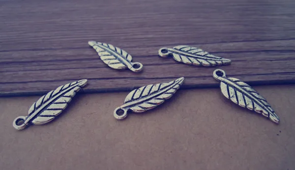 

80pcs/lot Antique silver leaf necklace charm pendant 7mmx18mm