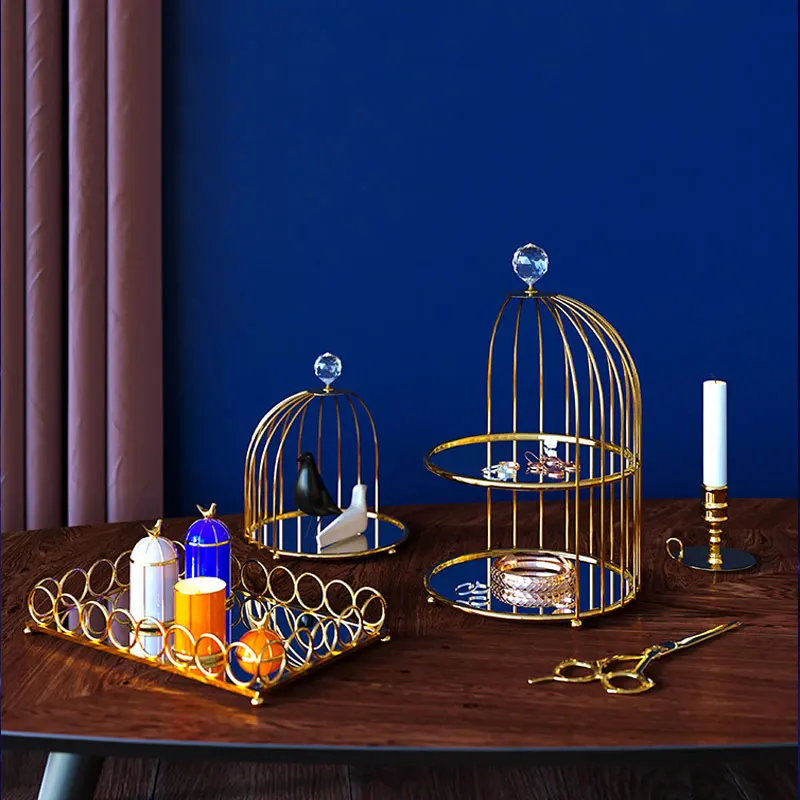 Европейский стиль металлический кристалл клетка для птиц органайзер туалетный