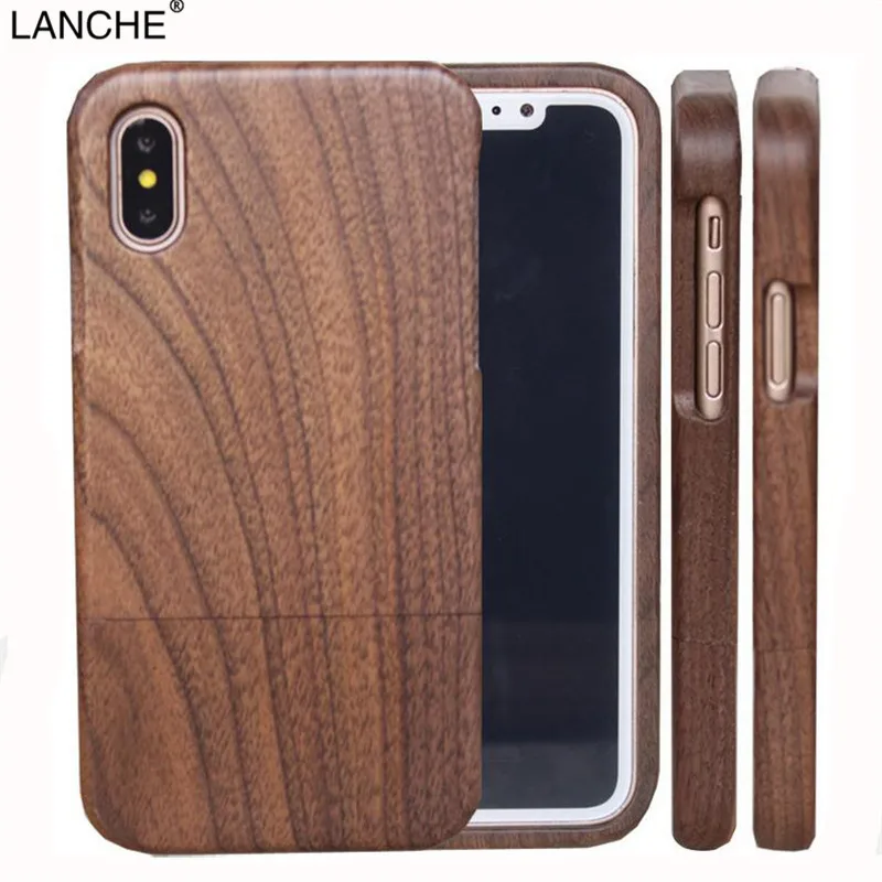 LANCHE Natural Wood Case For iPhone 7 6 6s 8 Plus 5 5s SE Durable Real Rosew Bamboo Walnut Wooden Phone Cover X |