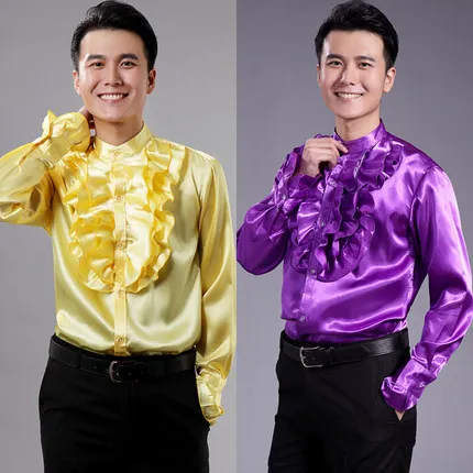 Men's light side lace shirt male and female costumes chorus shirt Annual Gala