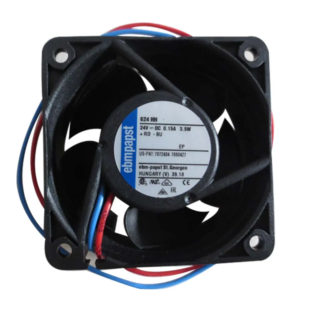 Ebmpapst 624HH вентилятор охлаждения, Размеры: 60x60x25mm 24 V DC, воздушный поток 56m3/ч, 8200 об/мин