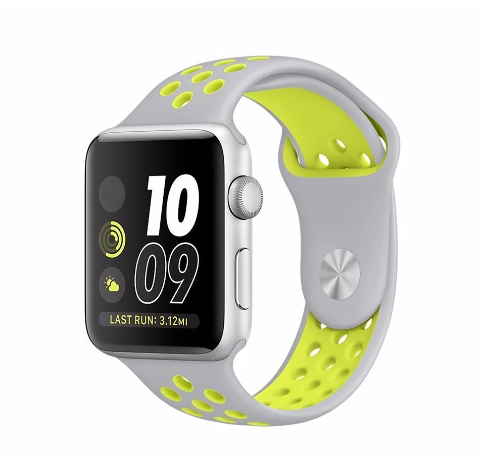 ALANGDUO силиконовый ремешок для наручных часов Apple Watch серьезные 3/2/1 резиновый ленточный ремешок 38 мм/42 мм, спортивный браслет, сменный ремешок для наручных часов iWatch