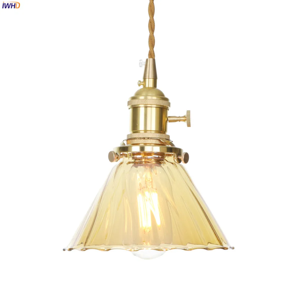 IWHD Nordic Glass Copper Pendant Light Fixtures Dinning Living Room Edison Vintage Hanging Lamp Hanglamp Suspension Luminaire | Лампы и