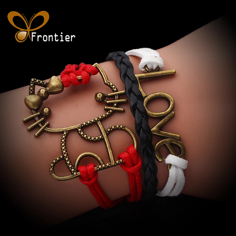 Модные очаровательные ювелирные изделия Кожаные Двойные Многослойные плетеные