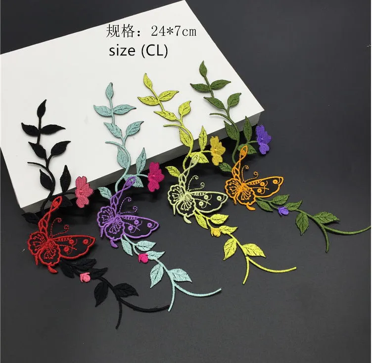 

New arrival 20 pcs Butterfly flower Embroidered patches iron on Jeans coat tshirt bag dress decor repair Motif accessory diy
