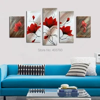 modern 100 hand painted abstract oil painting on canvas red flower decorative pictures unframed wall art for living room