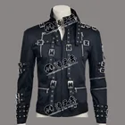 Редкий MJ Майкл Джексон панк рок стиль плохой тур черный хлопок и кожа заклепки тонкая куртка на молнии Верхняя одежда