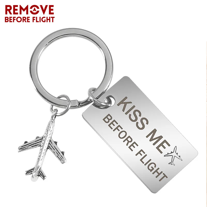 Брелок Kiss Me перед полетом из нержавеющей стали гравированный автомобильный