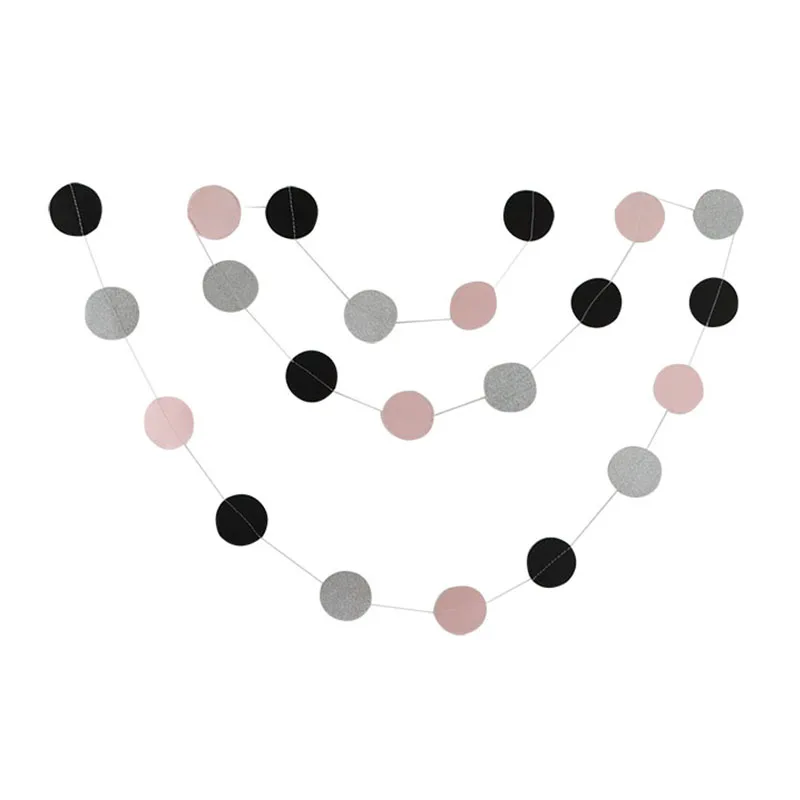 pink black silver 5 см золотое кольцо в горошек баннер-гирлянда Висячие банты детский душ Свадебный декор для комнаты Дети День рождения принадлежности - Цвет: pink black silver