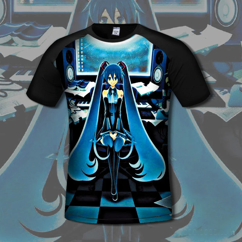Vocaloid Hatsune Miku 3d Printing T-Shirt Anime Japanese Famous Animation Novelty Summer Adult Short Sleeve Tee Cosplay Costume |
