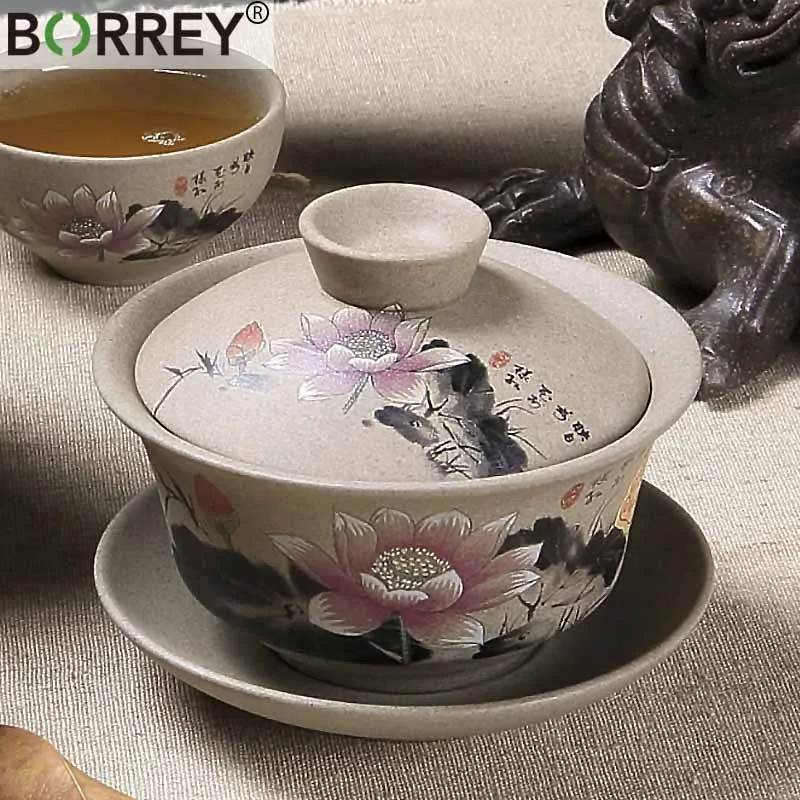 Чайный набор BORREY из фарфоровой керамики чайный Gaiwan расписанный вручную