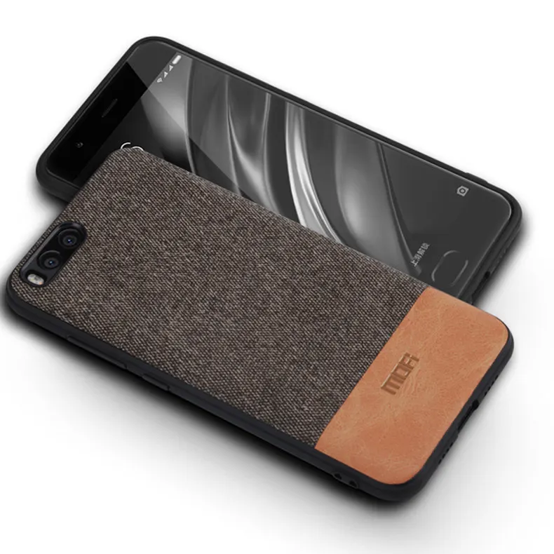coffee with brown Для Xiaomi mi6 чехол для mi 6 задняя крышка силиконовый край для мужчин бизнес ткань противоударный чехол coque MOFi mi 6 Чехол - Цвет: coffee with brown
