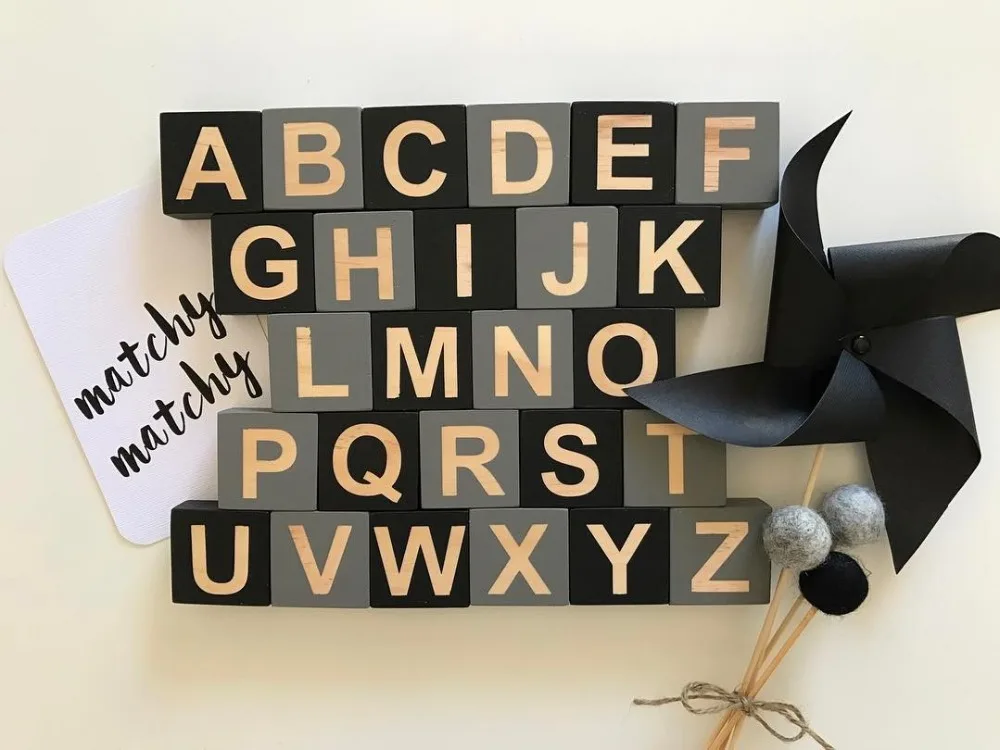 26 шт 3D деревянные буквы алфавита украшения черного DIY детская комната стены