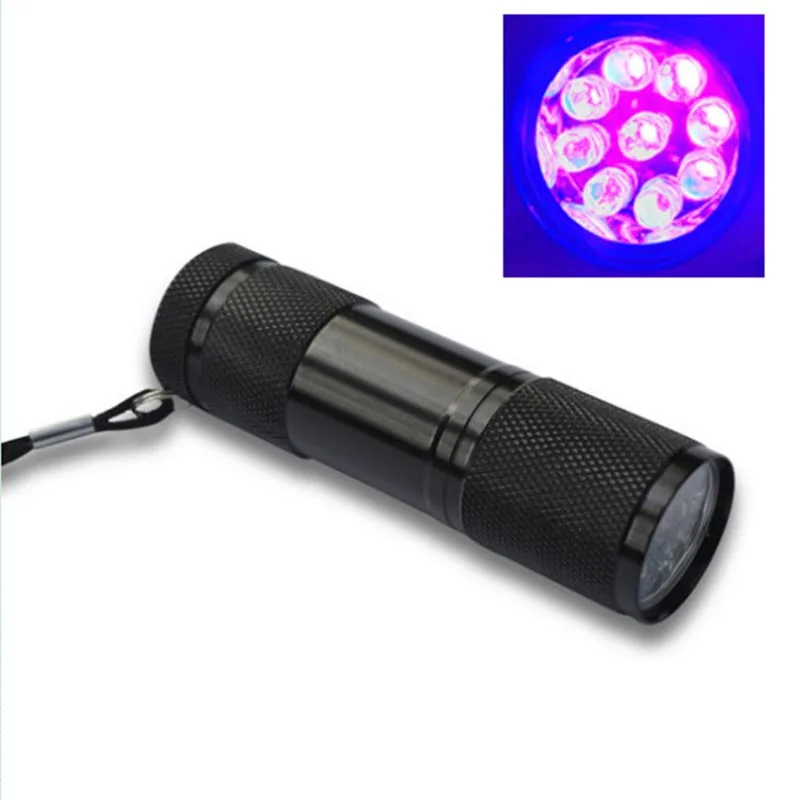 Светодиодный ультрафиолетовый фонарик Wasafire 9 свет 395nm УФ лампа используется 3 * AAA