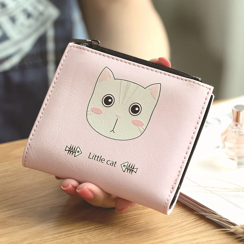 New fashion cat wallet women cute style clutch 2 fold card coin pocket high quality | Багаж и сумки