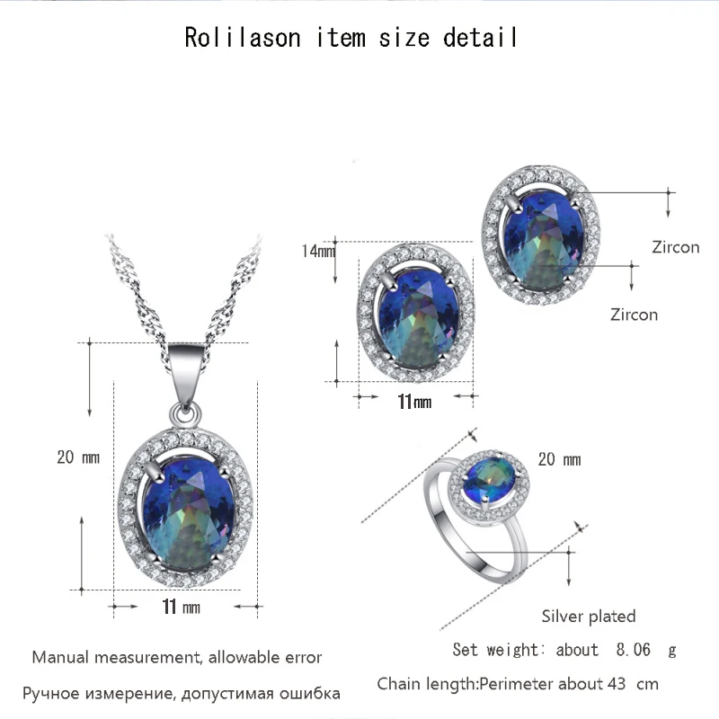 Ayowei color 925 silver zircon earringspendant necklace ring jewelry set ladies new business gifts women's models JS782A | Украшения и