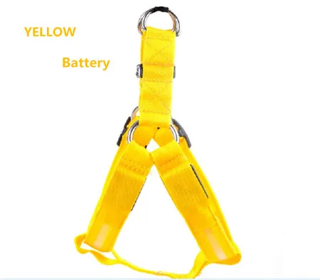 Yellow battery C05 нейлоновый светодиодный жгут безопасности для домашних животных, мигающий светильник, светодиодный жгут на грудь для собак, регулируемый светодиодный ошейник для собак, жилет, зарядка от аккумулятора/usb - Цвет: Yellow battery