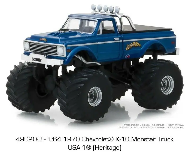 GreenLight 1:64 1970 Chevrolet K 10 Monster Truck сплав игрушечный автомобиль игрушки для детей литья