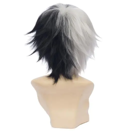 Danganronpa Dangan Ronpa-Monokuma Косплей Парики Смешать Цвет мужские Короткие слои Парик