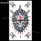 Временная татуировка SHNAPIGN с изображением меча сквозь черепа, боди-арт, татуировка на руку, наклейка s 17*10 см, водостойкая, стандартная, безболезненная наклейка