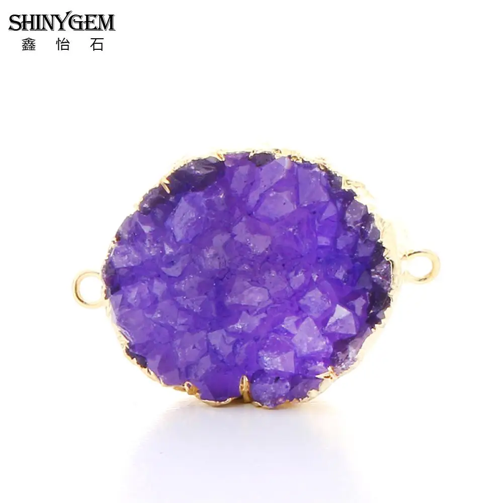 ShinyGem Druzy камень кулон DIY шармы-соединители золотое покрытие много цветов