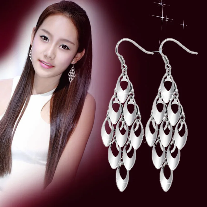 

Wholesale 925 sterling silver fashion flower ladies drop earrings jewelry female Christmas gift Anti allergy drop shipping