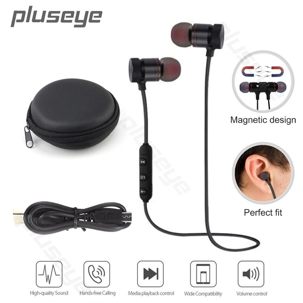 Pluseye Магнитная гарнитура Bluetooth Беспроводной стерео наушники спортивные с