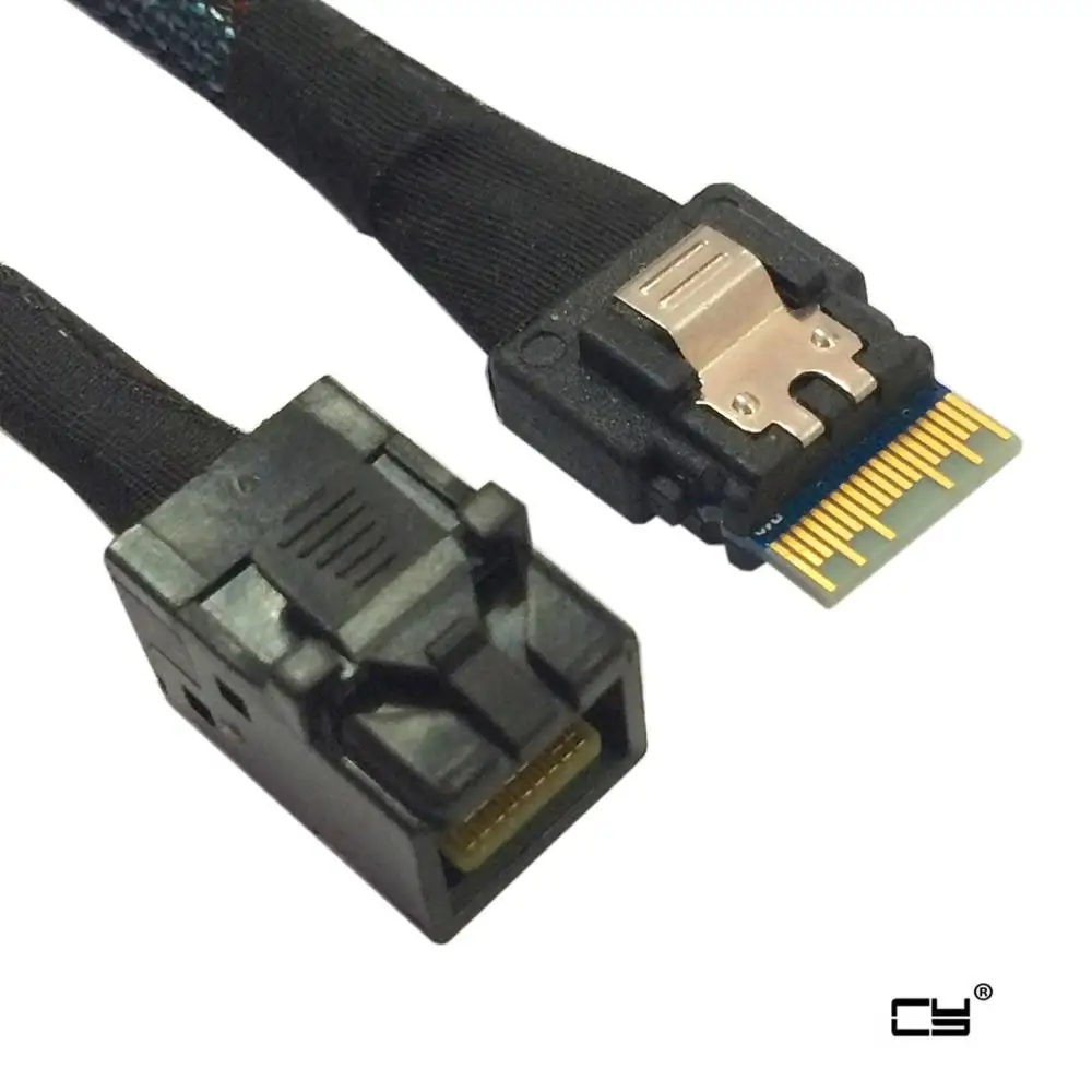 

Slim Line SAS 4.0 SFF-8654 4i 38pin Host to HD Mini SAS 4i SFF-8643 36pin Target Cable 50cm