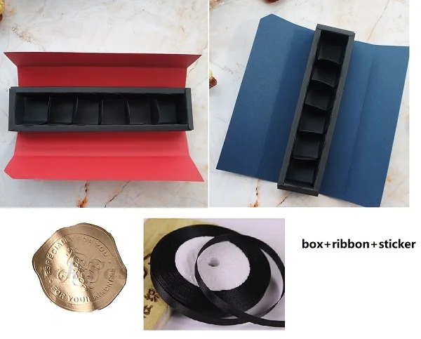 box sticker ribbon 22,5*4*3,5 см Глубокий сапфир синий красный 10 наборов бумажная коробка для шоколада на День святого Валентина Рождество День Рождения Вечеринка свадебные подарки упаковка - Цвет: box sticker ribbon