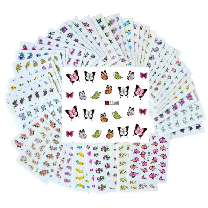 50 листов 3D наклейки для ногтей с цветами|stickers manicure|decoration nail stickersnail art water transfer |