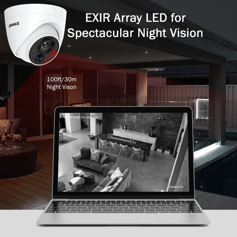 ANNKE 8CH 2MP CCTV камера системы 3MP 5в1 H.265+ DVR с 4X HD 1080P водонепроницаемый купол камера для домашнего видеонаблюдения