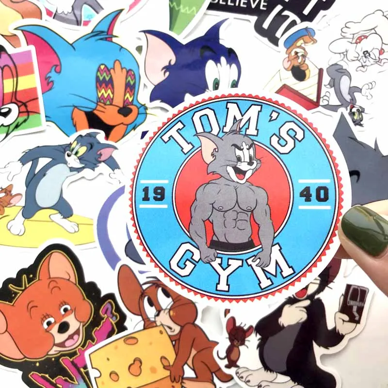 

15pcs Tom Cat Jerry Mouse Cartoon Car Stickers Waterproof Suitcase Laptop Guitar Luggage Skateboard bike Toy Sticker