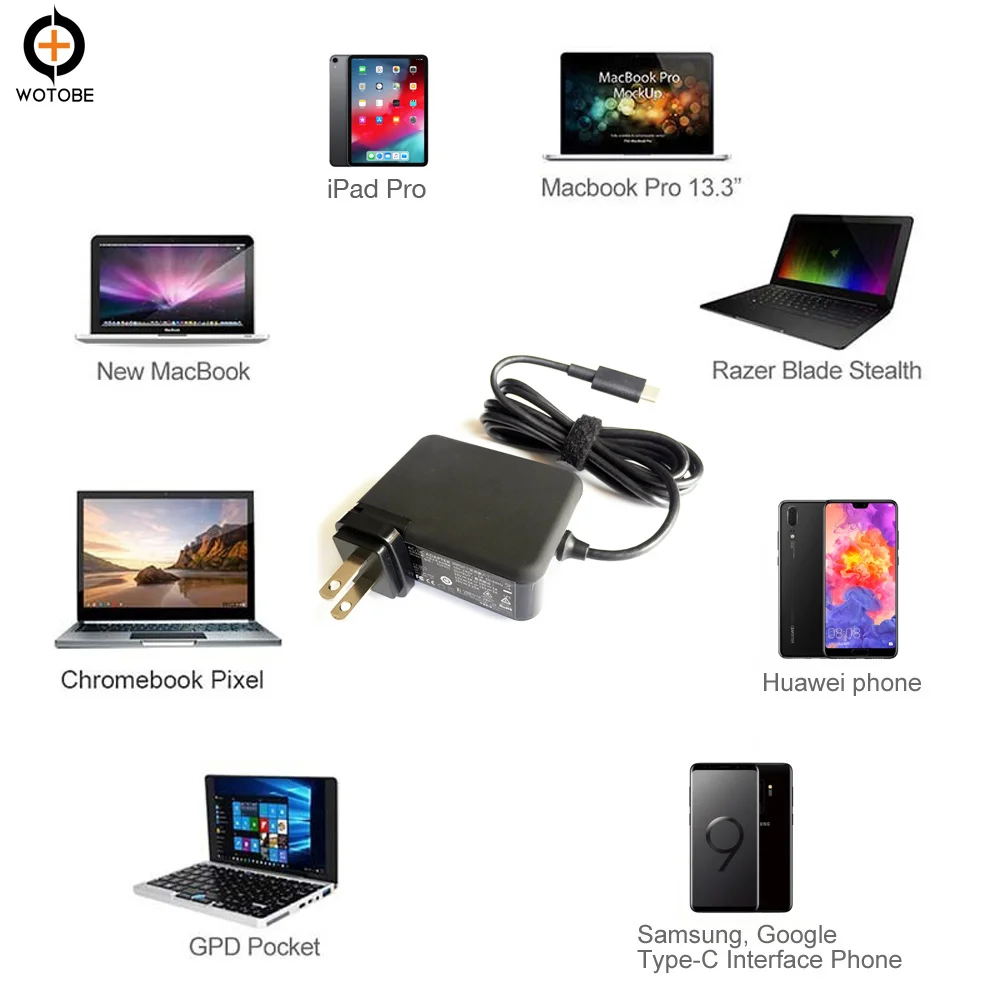 USB C TYPE-C PD 60W 61W 65W адаптер питания для ноутбука, QC TYPE-C интерфейс Быстрая зарядка для TYPE-C 5V 3A 9V 3A 12V 3A 15V 3A 20V 3.25A